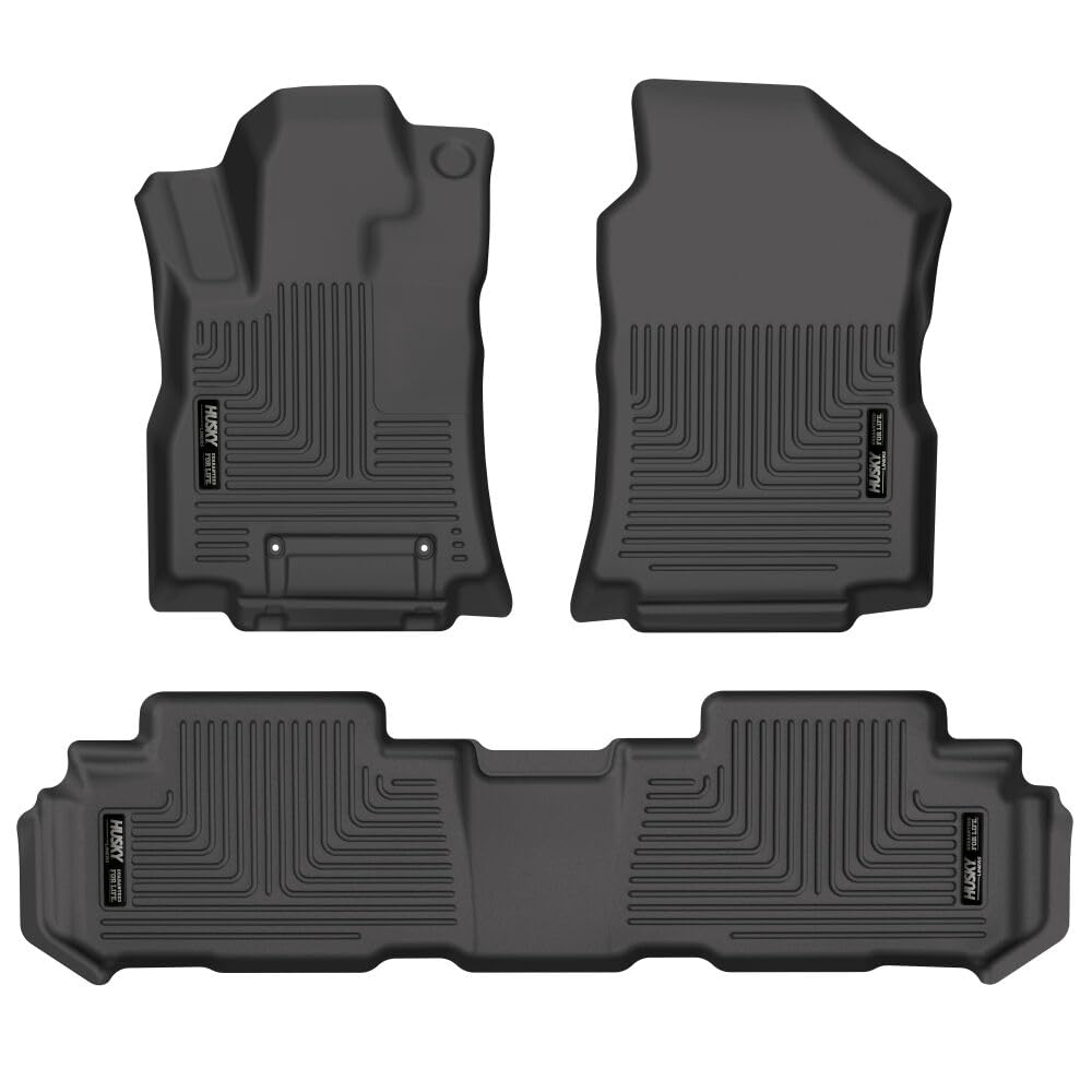 Husky Liners Floor Mats Weatherbeater | Fits 2019-2025 Subaru Ascent | Front & 2nd Row, 3-pc Black - 95871
