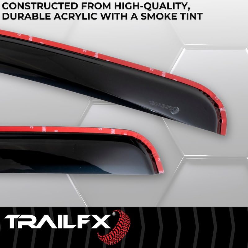 Window Vents Fits 2004-2006 Chevrolet Silverado 1500 Set of 4 Low Profile in-Channel Smoke Acrylic Rainguards Snap-in Installation TrailFX 4355IC