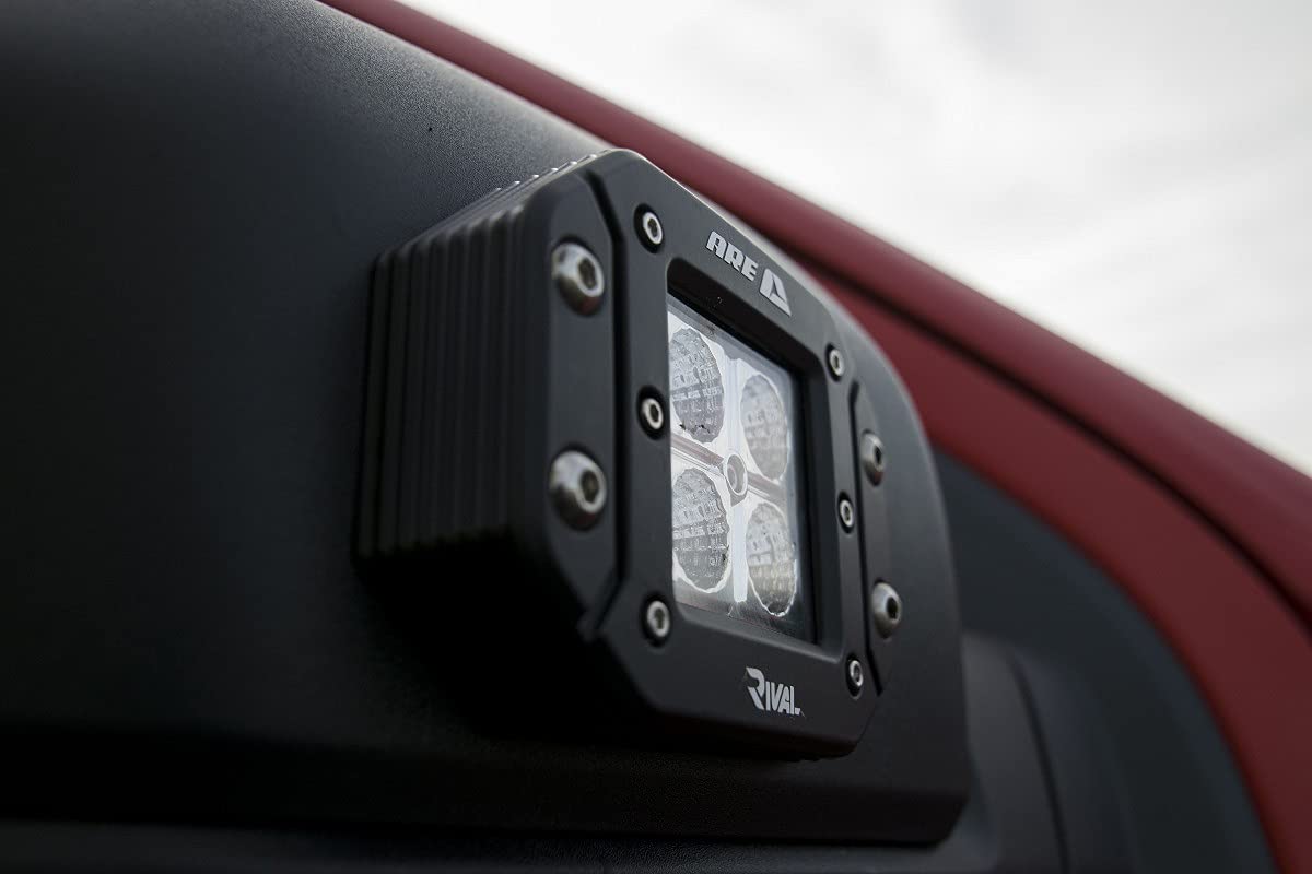 A.R.E. Lighting System Rival | 23705-81725 | 4.8" LED Surface Mount Spot Light, Pair (comes with wiring harness/switches),Black Housing/White Light