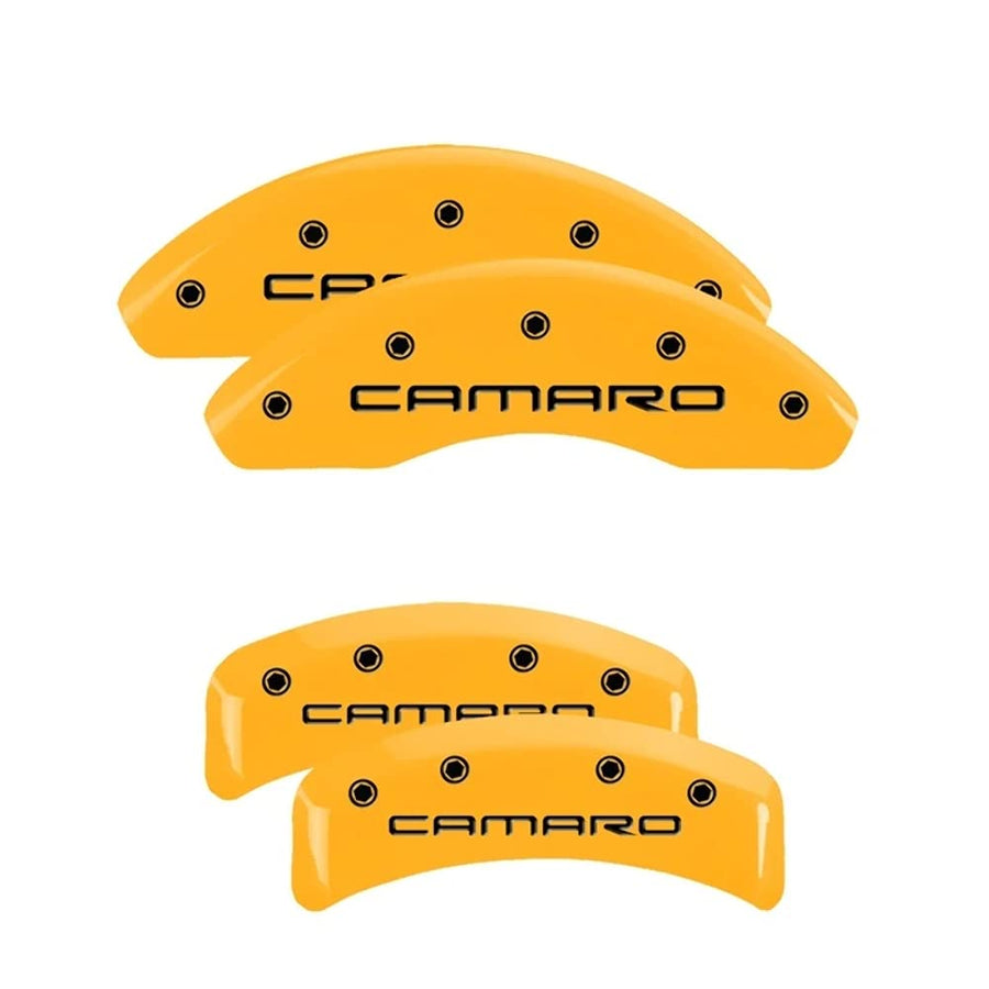 Brake Caliper Covers for 2011-2023 Dodge Challenger & 2011-2023 Dodge Charger - MGP Caliper Covers (Requires Dual Piston Front Caliper) Front and Rear Set - Engraved CHALLENGER // Logo (Red)