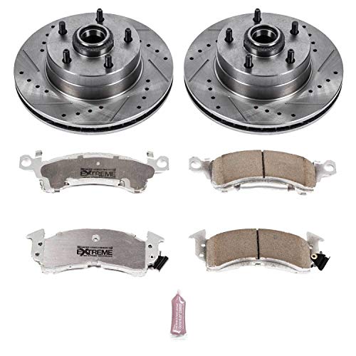 Power Stop K2579-26 Z26 Carbon Fiber Brake Pads with Drilled & Slotted Brake Rotors Kit Front