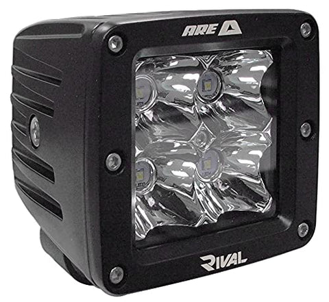 A.R.E. Lighting Rival System | 23705-81723 | 3.1" LED Cube Spot Light, Pair (comes with wiring harness/switches),Black Housing/White Light