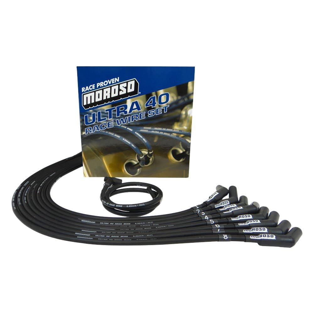 Moroso Ultra 40 73726 Spark Plug Wires, Small Block Chevy, 135 Degree Plug Ends, HEI Distributor