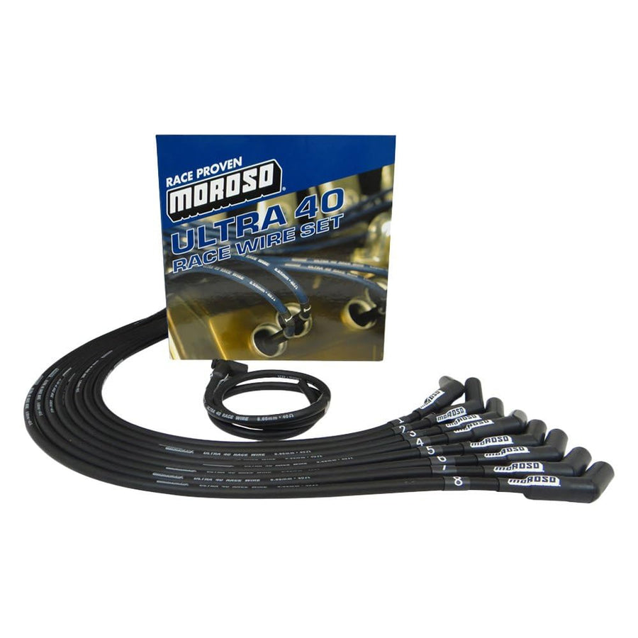Moroso Ultra 40 73726 Spark Plug Wires, Small Block Chevy, 135 Degree Plug Ends, HEI Distributor