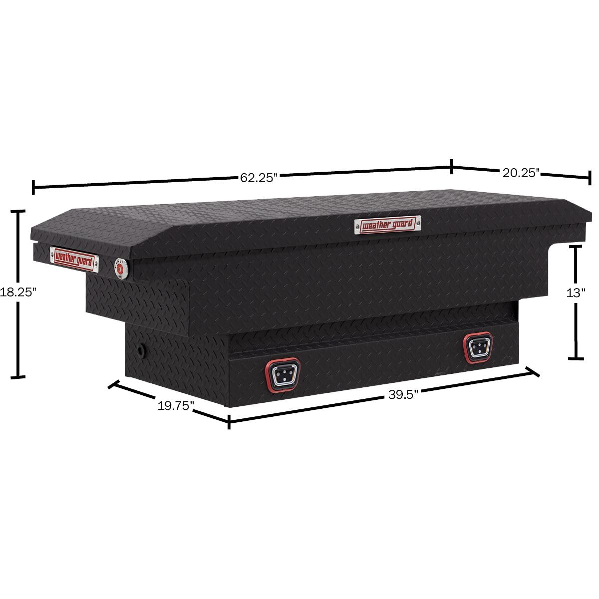Weather Guard Saddle Box Model 131-52-04, Aluminum, Mid-Size Low Profile, Textured Matte Black, 8.0 cu ft