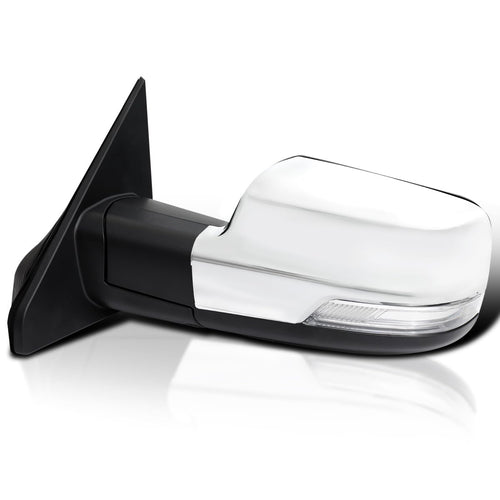 Chrome Spec-D Tuning Power Heated + LED Signal + Blind Spot Monitor BSM Left Driver Side Mirror Compatible with 2019-2024 Ram 1500