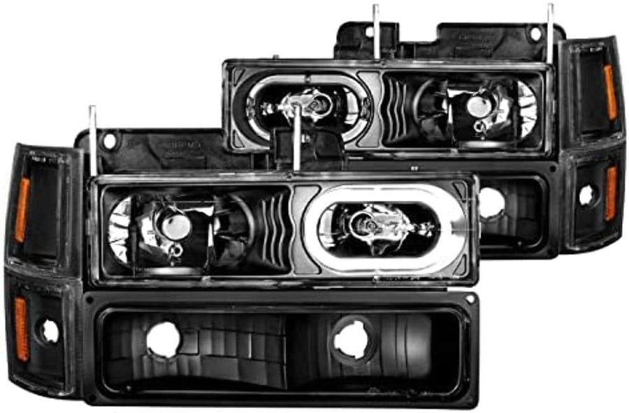 ANZO Crystal Headlights 88-98 Chevrolet C1500 Black Housing w/Signal and Side Marker Lights (111507)