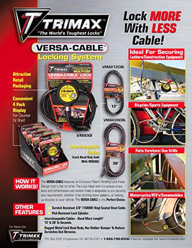 Trimax Replacement VMAX12CBL Cable for Versa Cable (12 ft Long x 10mm) Cable only
