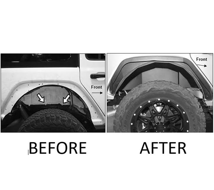 Full Set Black Horse Inner FENDER FLARES Liners - Front & Rear Matte Black Compatible with 2018-2024 Jeep Wrangler-TFFJL4
