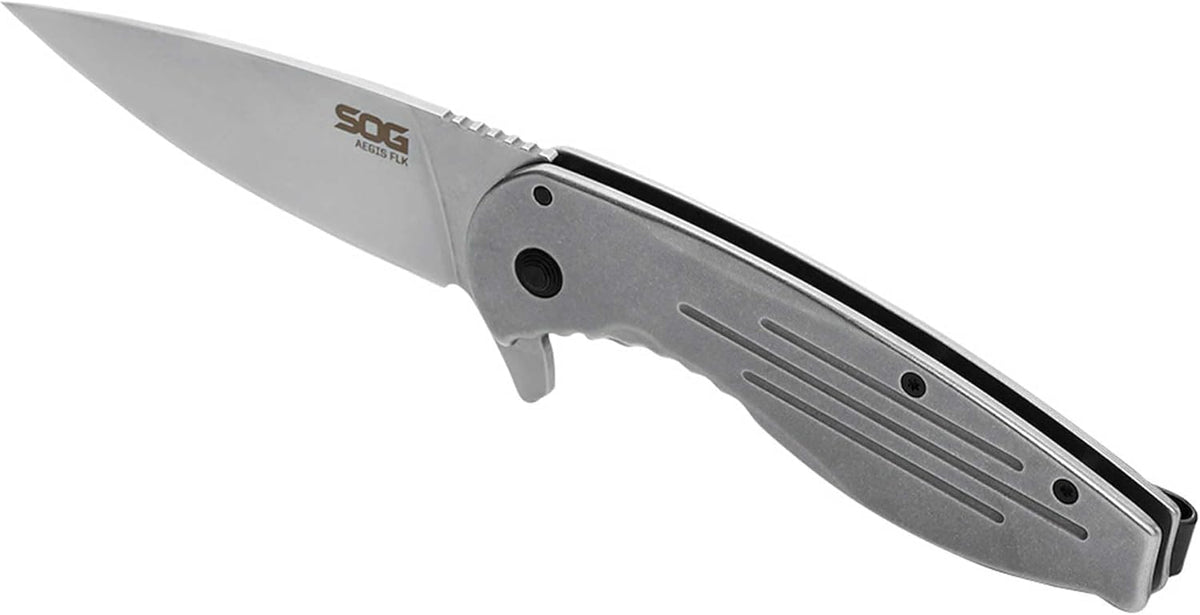 SOG Aegis FLK Pocket Folding Knife | Compact Portable Outdoor Everyday Carry (EDC) | All-Metal Construction | Quick Opening