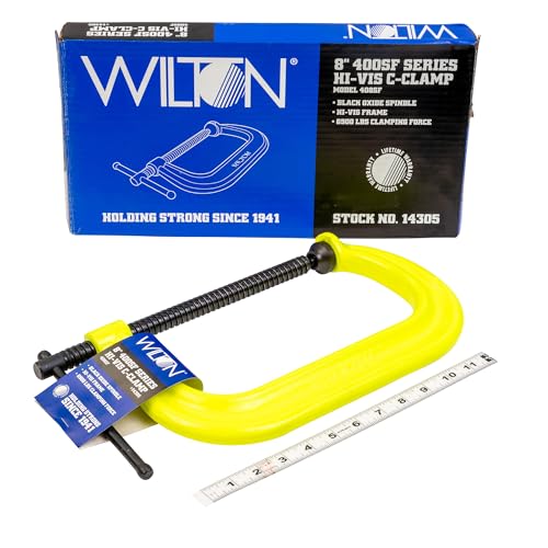 Hi-Vis Wilton C-Clamp, 8-1/4" Opening, 5" Throat, 6900 Lbs. Clamping Force (Model 408-SF)