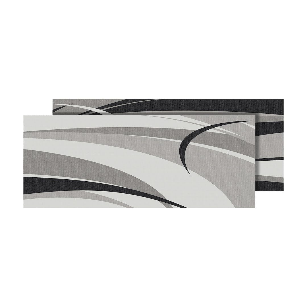 Reversible Faulkner 53020S RV Patio Mat 8 x 20 Foot Graphic Design Black/Gray Polypropylene with Corner Tie-Downs and Carry Bag