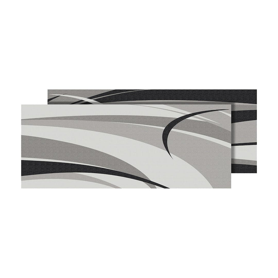 Reversible Faulkner 53020S RV Patio Mat 8 x 20 Foot Graphic Design Black/Gray Polypropylene with Corner Tie-Downs and Carry Bag