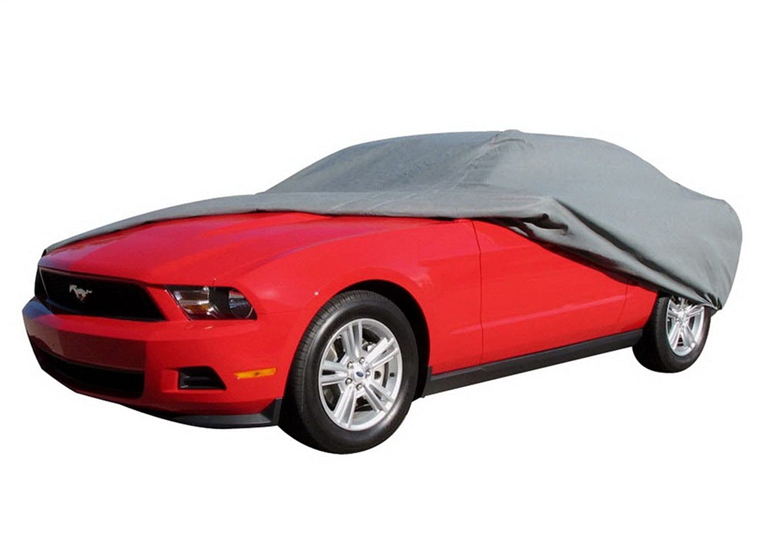 Custom Vehicle Cover for Ford Mustang RAMPAGE PRODUCTS | With Lock, Cable & Storage Bag, 4-Layer, Breathable, Grey | 1600 | Fits 2005-2014 Ford Mustang