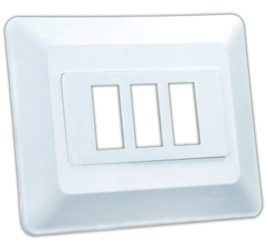Switch Base JR Products 13625 and Face Plate - Triple, White