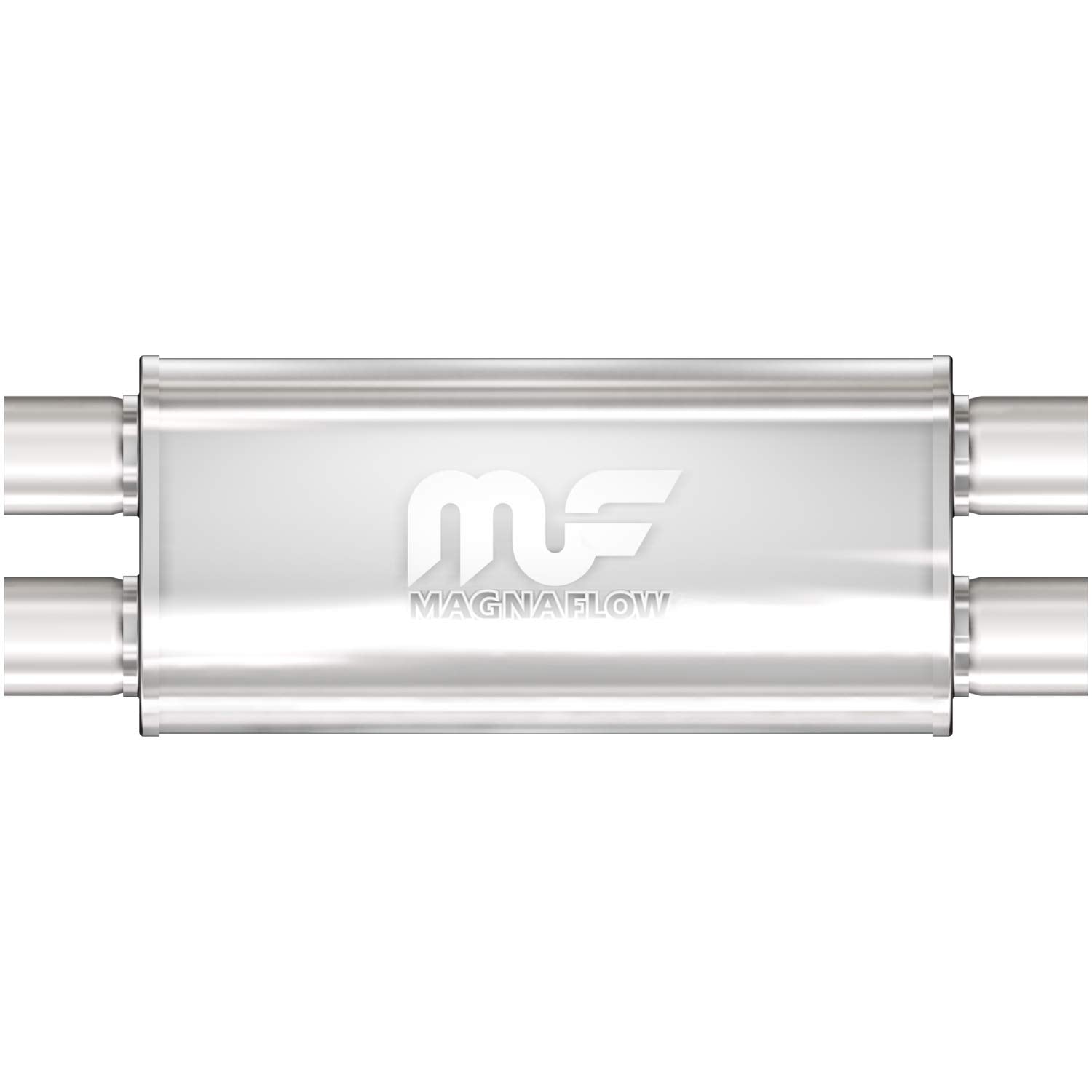 MagnaFlow Exhaust Performance Muffler 12469: 3"/3" Inlet/Outlet, 5x8x18" Oval, Stainless Steel, Satin Finish
