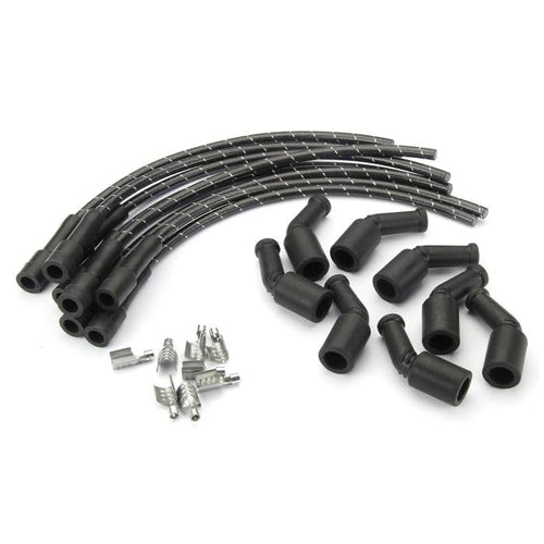 Lokar Performance Products PW-1026 Kit Plug Wire Ls Coil To Plug, 180D Plug, 135D Coil, Cut To Fit Black With White Tracers
