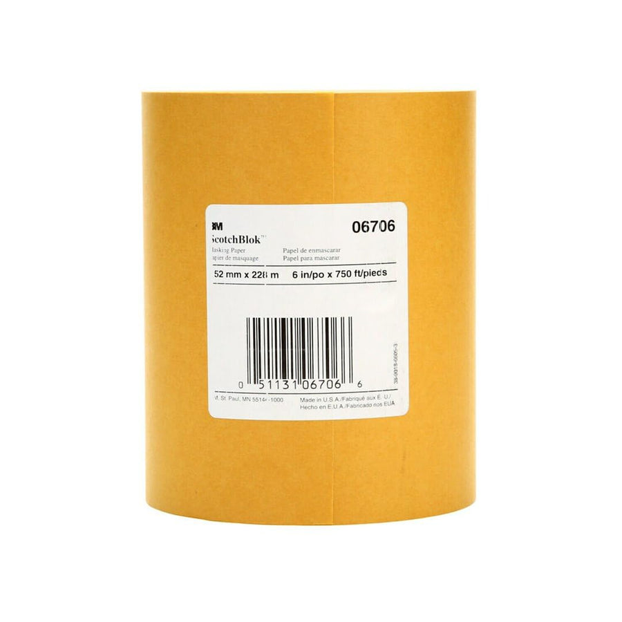 Scotchblok 3M Masking Paper 06706, Gold Color, Polycoated Backing, Bleed Through Resistant, 6 in x 750 ft