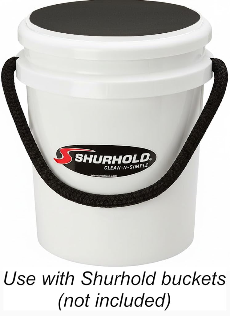 EZ-Snap Shurhold Padded Bucket Seat/Lid — Secure Fit for Shurhold Rope Handle Buckets, Doubles as a Comfy Padded Seat, White