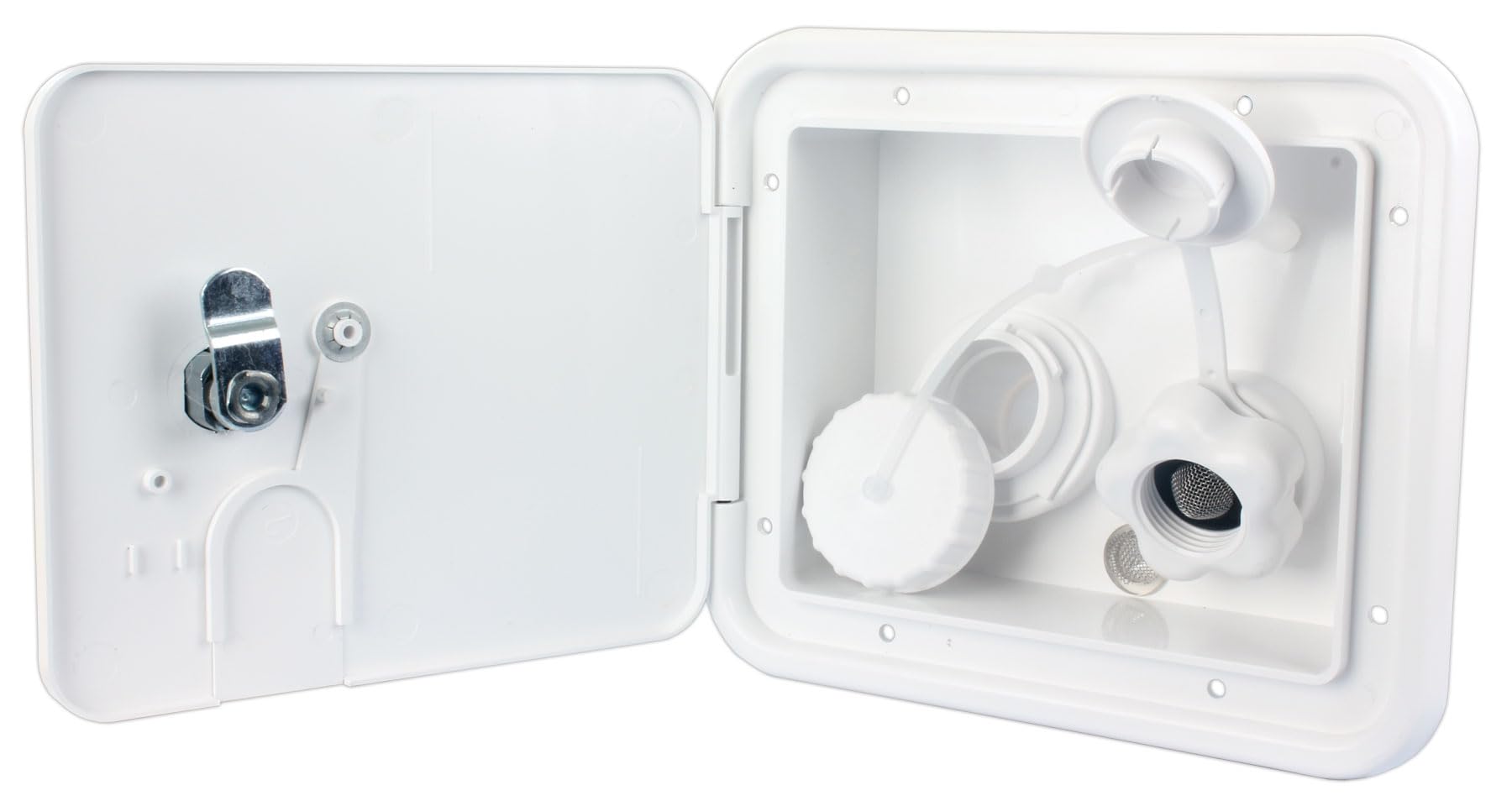 B&B Molders, City/Gravity Water Fill Center 94254 with Plastic Check Valve and Key Lock – Polar White, UV-Stable Acrylonitrile Construction, OEM Replacement – Made in USA