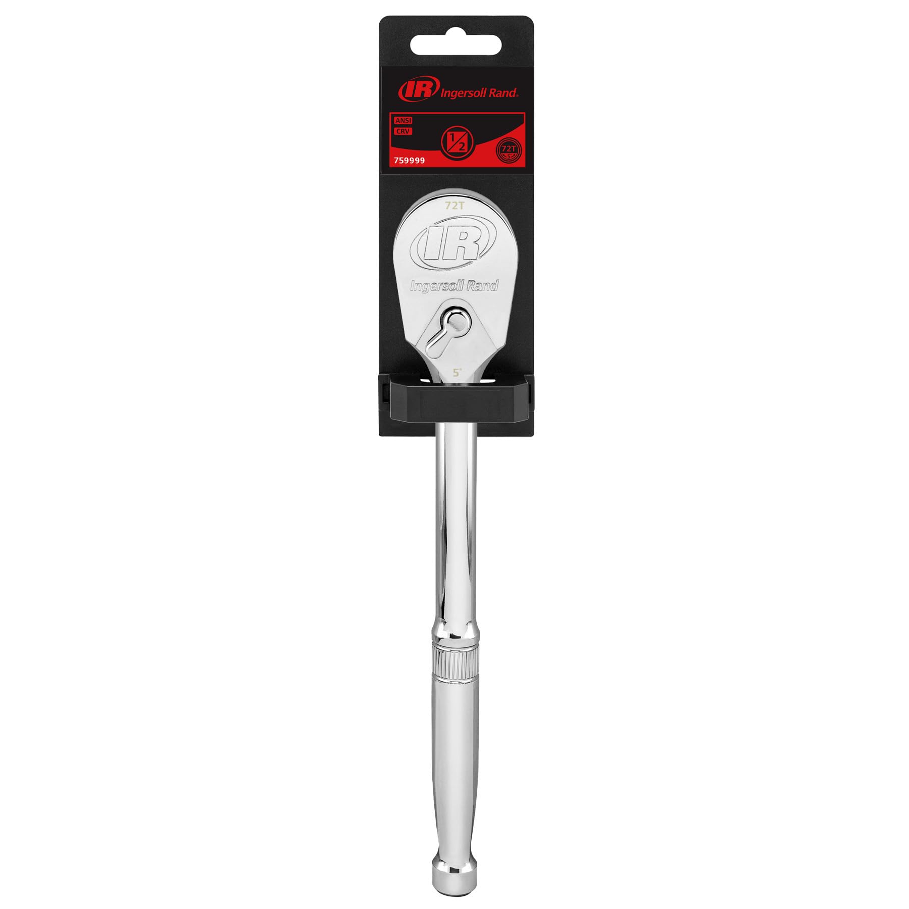 1/2-Inch Drive Ingersoll Rand Ratchet Handle, 72-Tooth, Chrome Vanadium Steel, Mirror-Polish Finish, Sealed Head, Spiral-Machined Ergonomic Handle – 759999