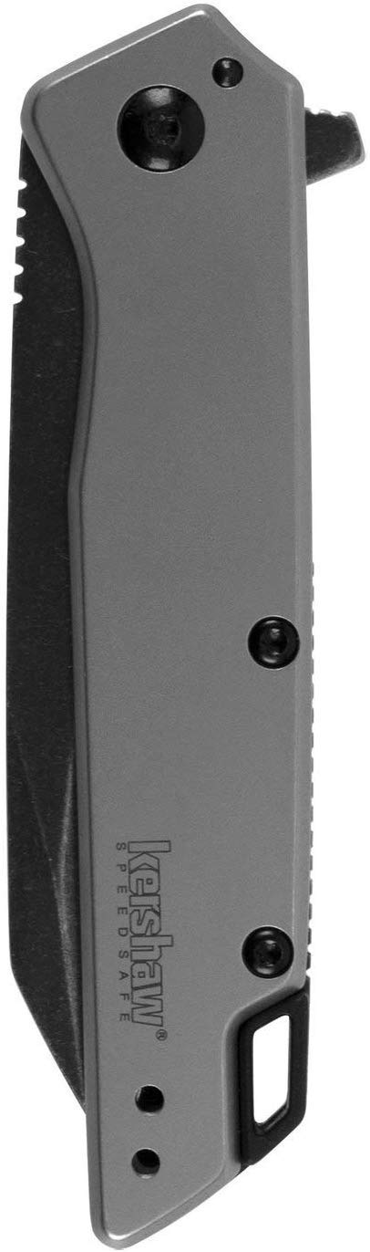 Misdirect Kershaw Pocketknife; 2.9 in. 4Cr13 Black-Oxide Blackwash Finish Blade, Stainless Steel Stonewash Finish Handle Equipped with SpeedSafe Assisted Opening, Flipper and Frame Lock (1365)