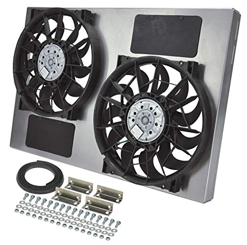 High Output Derale Performance 16842 Gray/Black Dual Radiator Fan