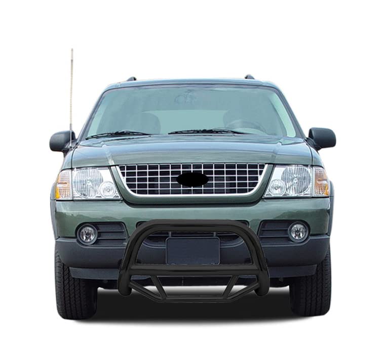 Max Bull Bar Black Horse No Skid Plate Black Compatible with 2001-2003 Ford Explorer Sport|2001-2005 Ford Explorer Sport Trac-MBB-FOB2801