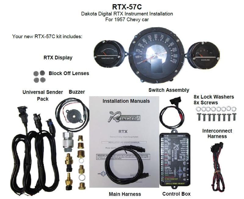 Dakota Digital RTX Instrument System Gauge Compatible with 1957 Chevy Car RTX-57C-X