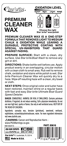 One-Step STAR BRITE Premium Cleaner Wax - Cleans and Protects in One Easy Step - Removes Light to Medium Oxidation for a Long Lasting Finish - 16 OZ (089616P)