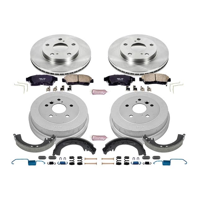 Power Stop Autospecialty KOE15059DK Front and Rear Replacement Brake Kit-OE Brake Drums & Ceramic Brake Pads For Toyota Camry 1992-2001 [Model Specific]