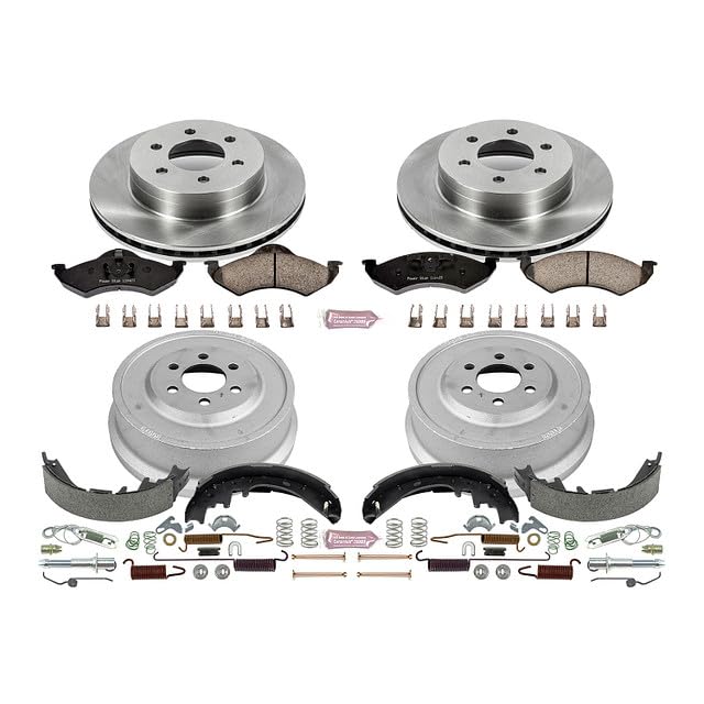 Power Stop Autospecialty KOE15164DK Front and Rear Replacement Brake Kit-OE Brake Drums & Ceramic Brake Pads For Dodge Dakota 2000-2002 | Dodge Durango 2000-2002 [Vehicle Specific]