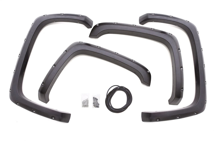 Lund Elite Series RX103T Black Rivet Style Textured Front and Rear Fender Flare - 4 Piece, Complete Set