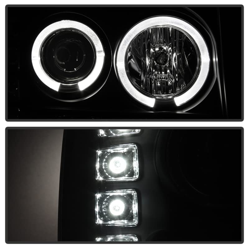 LED Halo Spyder Auto Projector Headlights Black/Clear