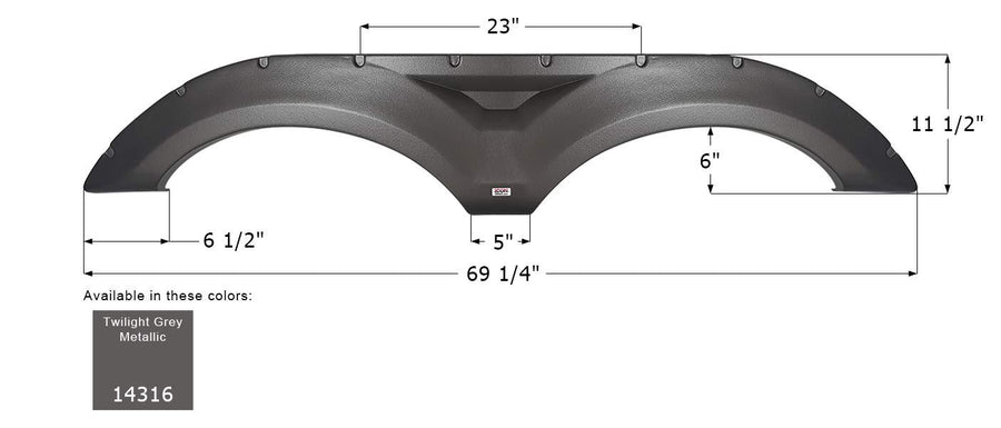 Fender Skirt ICON, Tandem, Forest River, FS4316, Twlight Grey Metallic