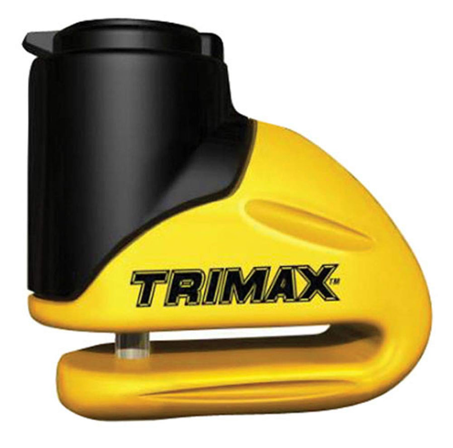 Trimax Hardened Metal T645S Disc Lock - Yellow 5.5mm Pin (Short Throat) with Pouch & Reminder Cable
