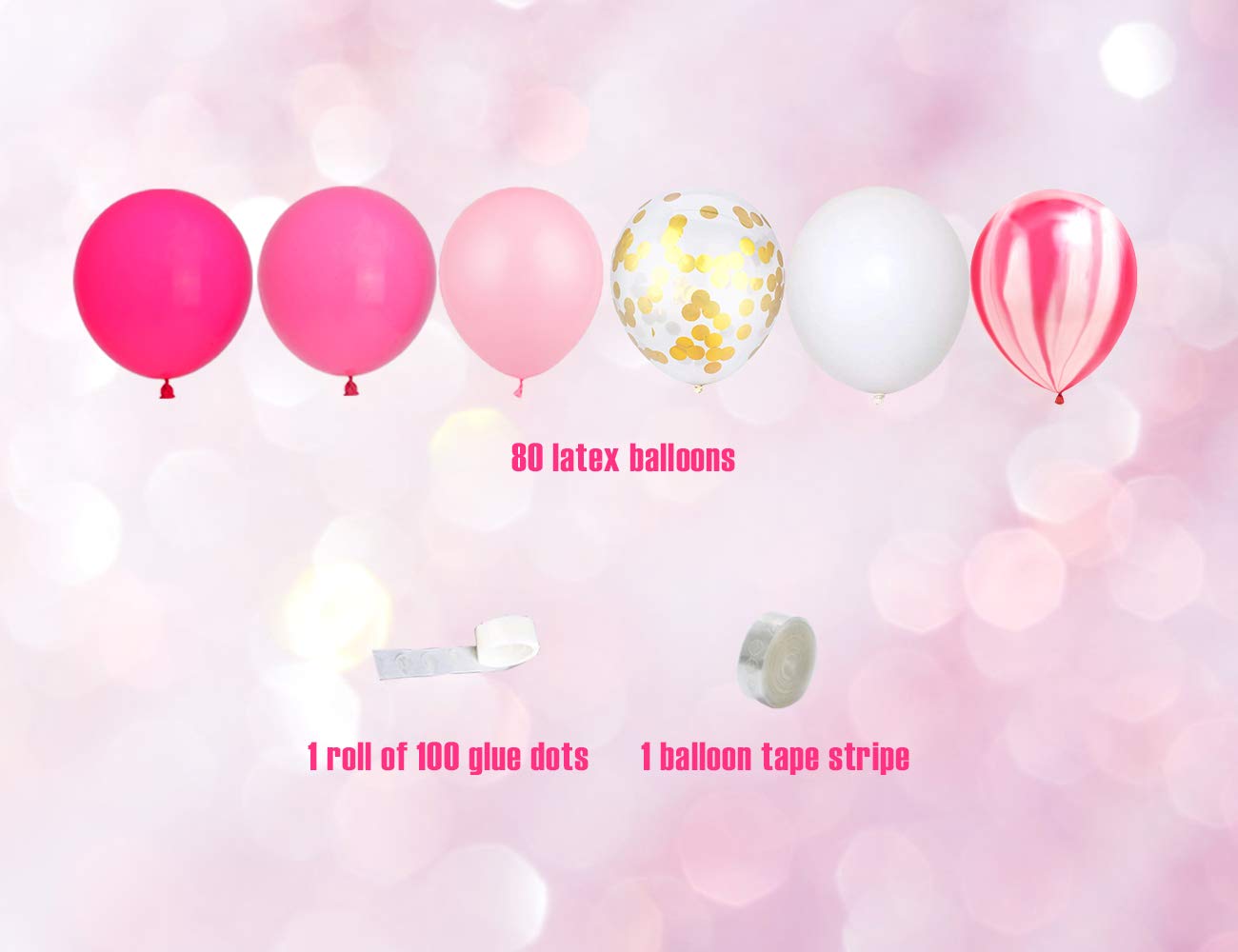 Balloon Garland Arch Kit Pink 82 Pack for Baby Shower Birthday Party Wedding Valentines Day Decoration