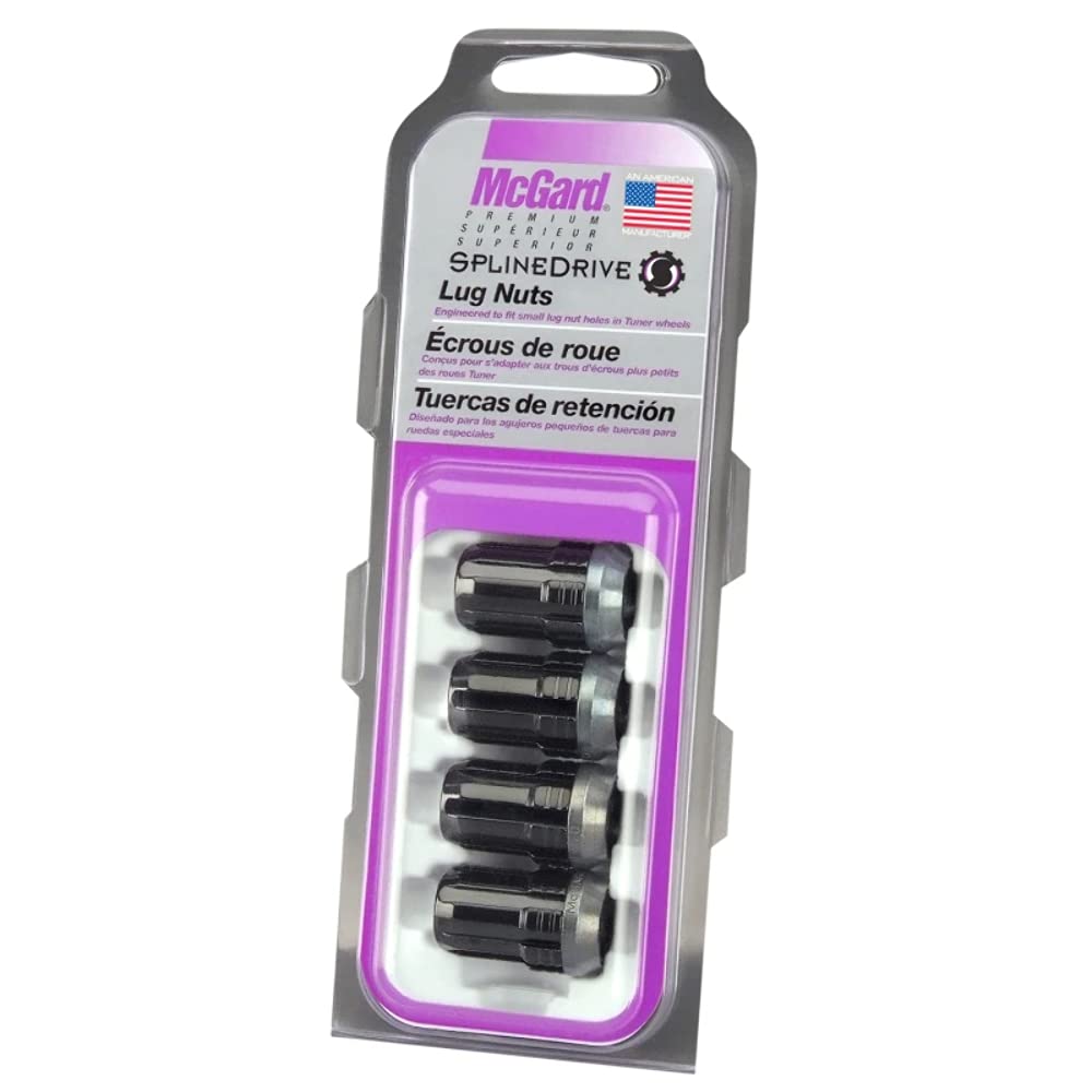 SplineDrive McGard Lug Nut (Cone Seat) M12X1.5 / 1.24in. Length (4-Pack) - Black (Req. Tool)