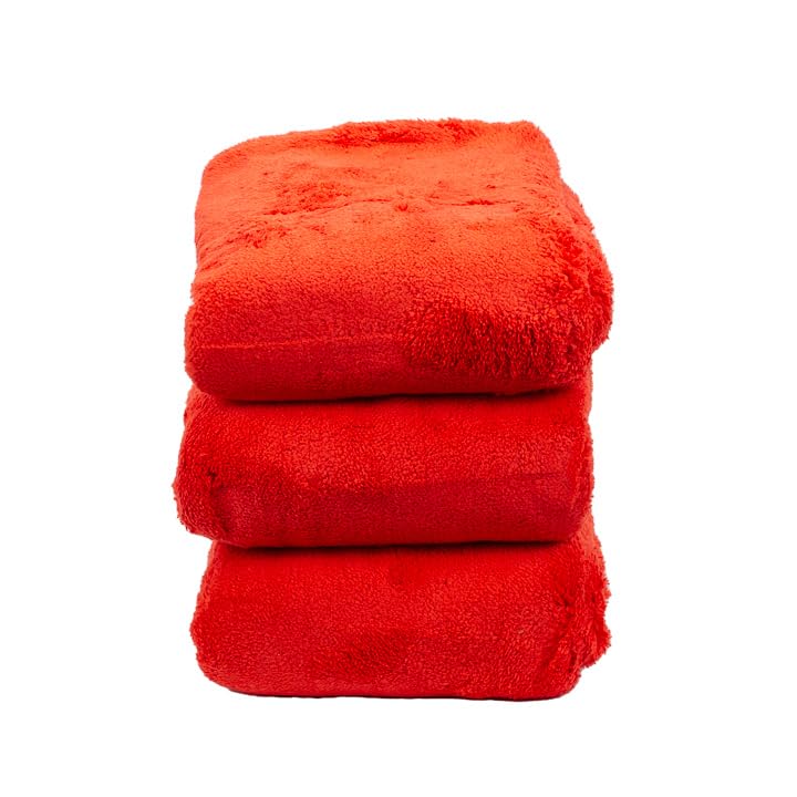 Big Red Maxshine Microfiber Towel (1000GSM) - Large Plush, Rinse-Free, Double-Sided Detailing for Cars (20”x28” / 51x71cm), Professional Auto Detailing Towel