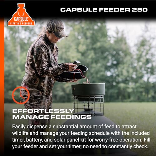 Feeder Game CAPSULE Feeder with 250LB Capacity, 360-Degree Broadcast Hunting Game
