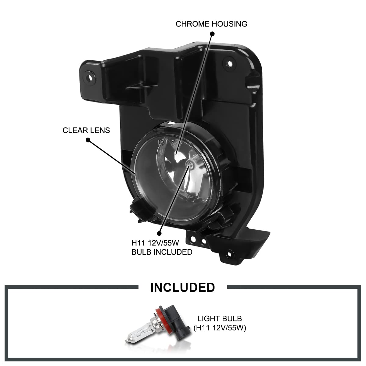 Fog Lights SPEC-D TUNING + H11 Bulbs + Switch Compatible with 2011-2015 Ford Explorer, L+R Pair Assembly