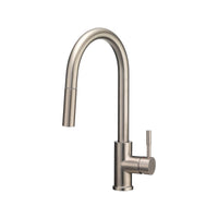 Dura Faucet Streamline RV Single Handle Pull-Down Kitchen Sink Faucet - Optional Deck Plate (Satin Nickel)