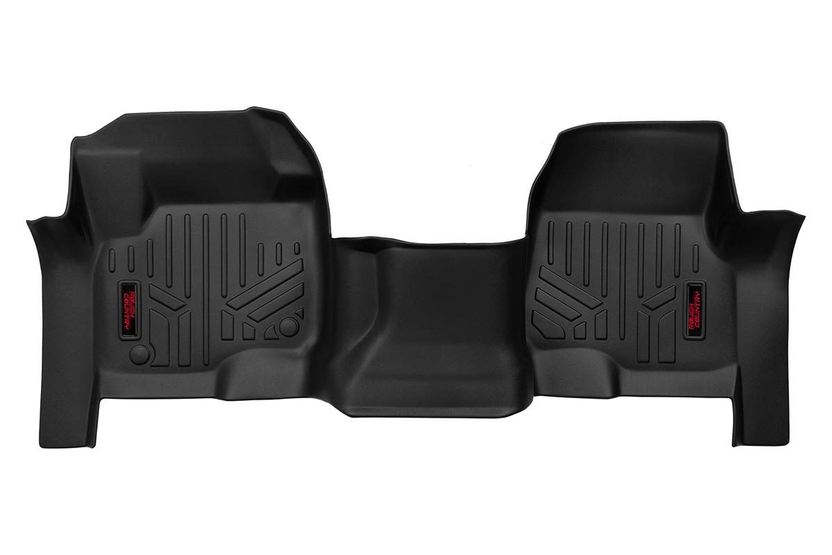 Rough Country Floor Mats Front for 17-22 Ford Super Duty | Bench Seat - M-5117 Black
