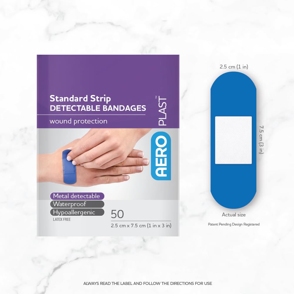 Detectable AEROPLAST X-Wide Strip Bandages 1in x 3in 50/box