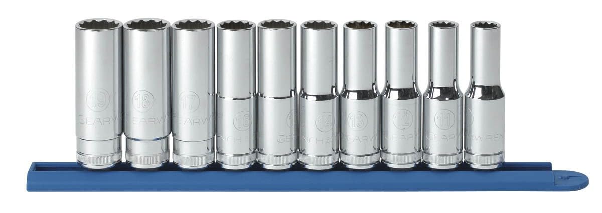 10 Pc. GEARWRENCH 1/2" Drive 12 Point Deep Metric Socket Set - 80712