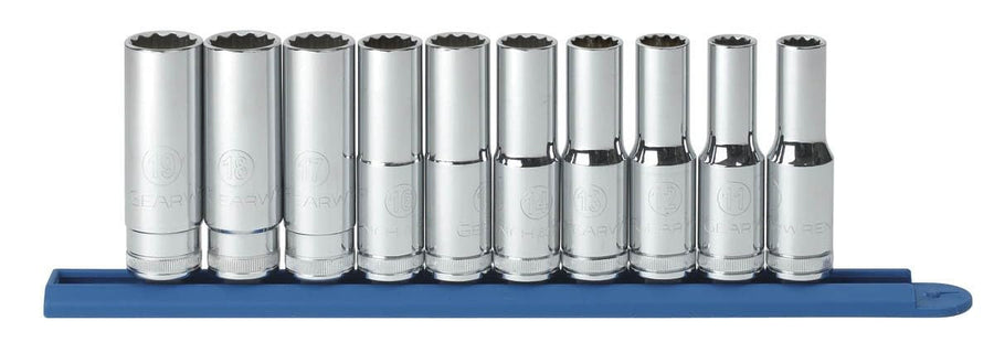 10 Pc. GEARWRENCH 1/2" Drive 12 Point Deep Metric Socket Set - 80712
