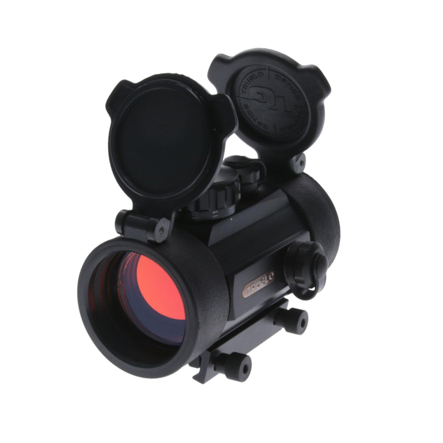 1x40mm TRUGLO Traditional 5-MOA Hunting Durable Lightweight Waterproof Fogproof Shock Resistant Adjustable Aluminum Red-Dot Sight Flip-Up Lens Caps Included