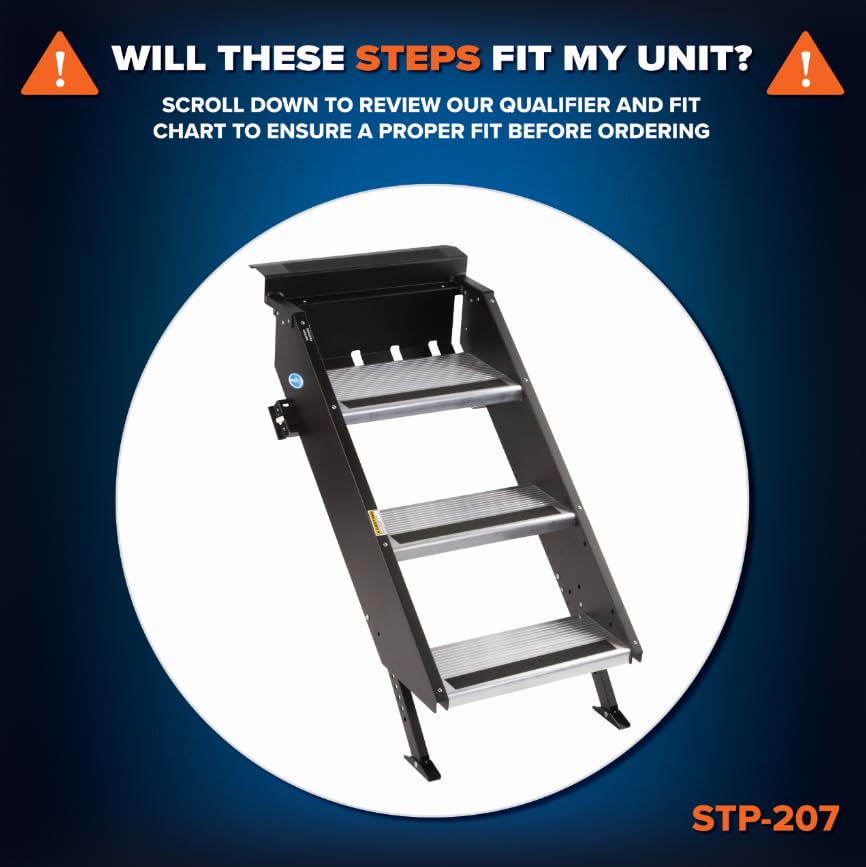 MORryde StepAbove STP-207 Fold-Up RV Entry Step - 3-Step (9" Step Rise), Fits 26" to 28" Door Width