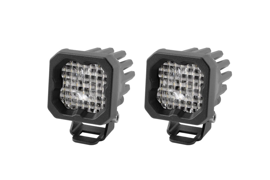SSC1 White Sport Standard LED Pod Diode Dynamics (pair), Wide w/Amber Backlight