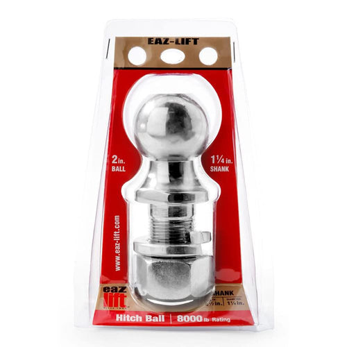 2" Eaz-Lift Hitch Ball with 1 1/4" Shank -Chrome Plated Heavy Duty Steel 8,000 lb Rating